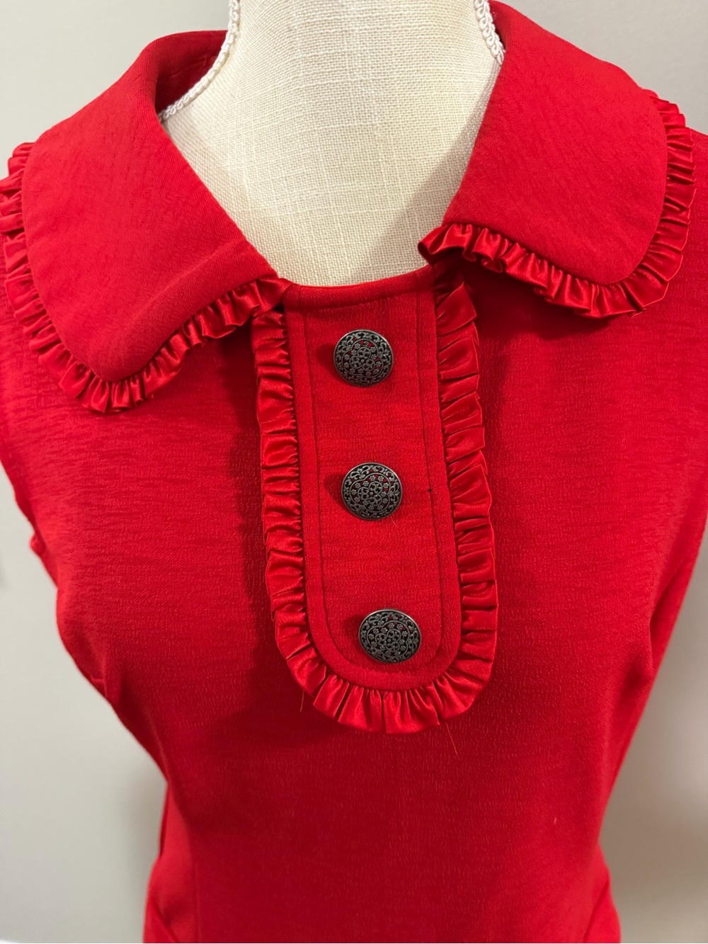 Nanette Lepore Red Sleeveless Ruffle-Trim Dress - Picture 5 of 9